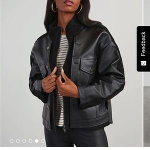 NWT Faux leather jacket with Sherpa detail
